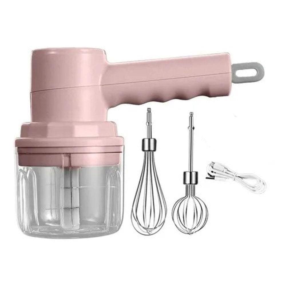 Mini Batedeira Elétrica Recarregável Portátil 350ml Mixer De Mão Rosa