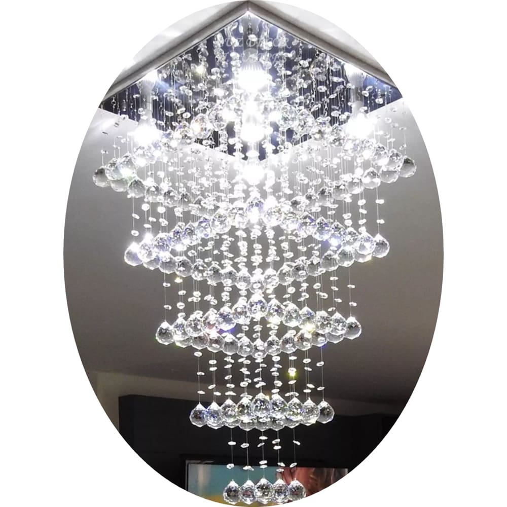Lustre Plafon de Cristal K9 Acompanha Lampadas Base 45x45