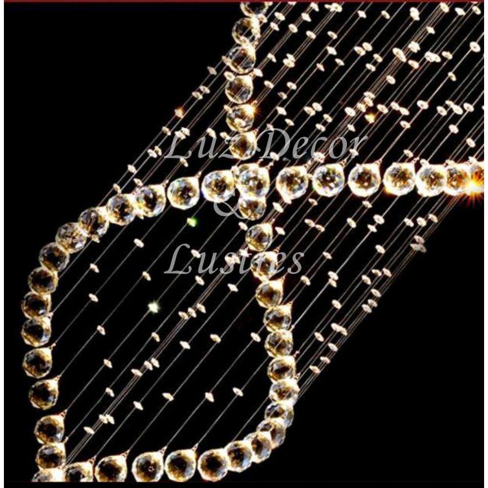 Lustre Moderno Modelo Espiral Duplo Cristal K9 40CM Diâmetro
