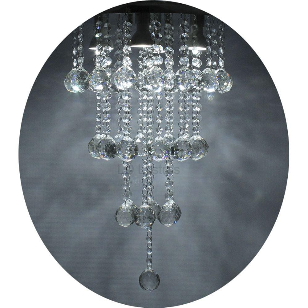Lustre De Cristal K9 Para Sala Base de Inox 30cm De Diâmetro