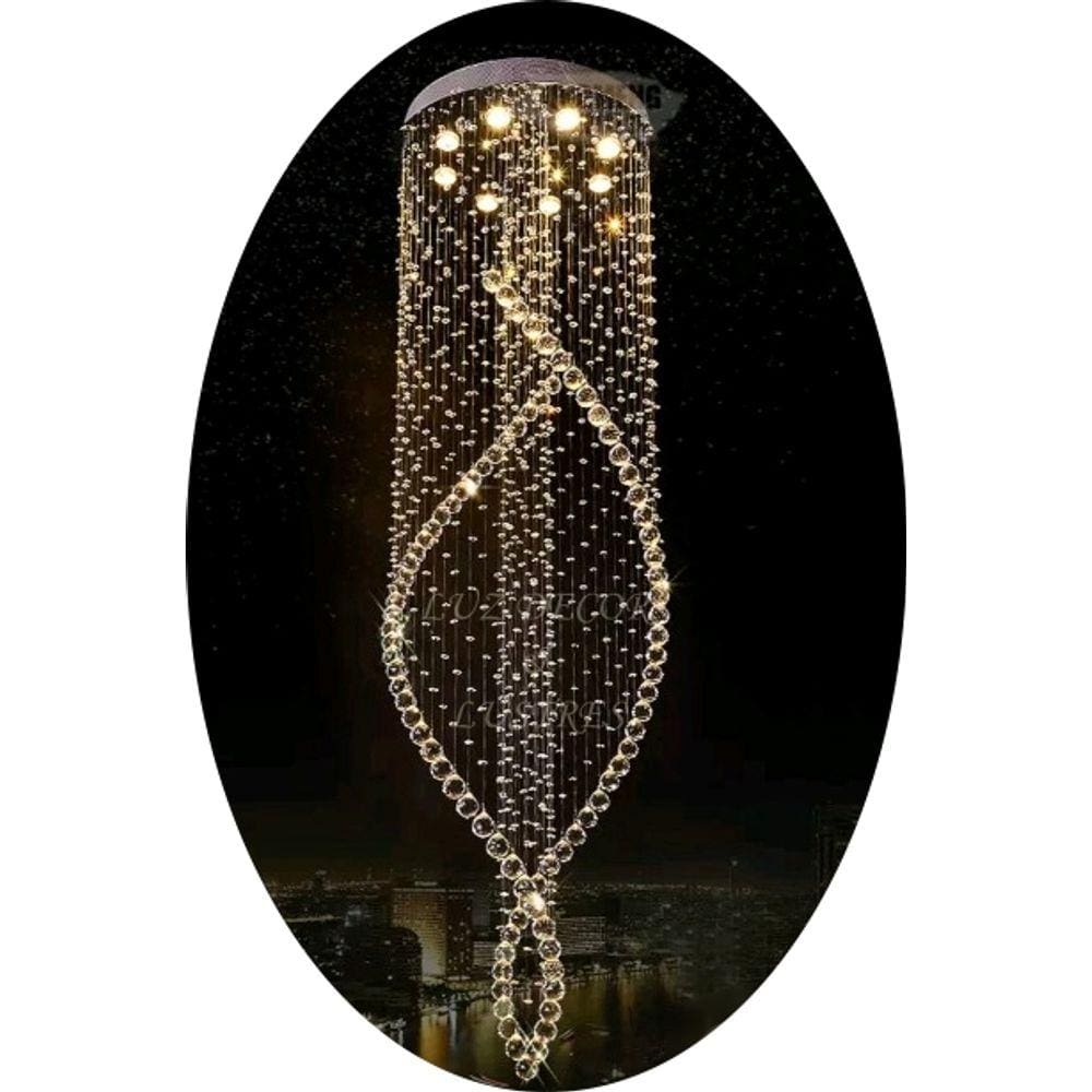 Lustre De Cristal Espiral Duas Camadas Até 1,40m