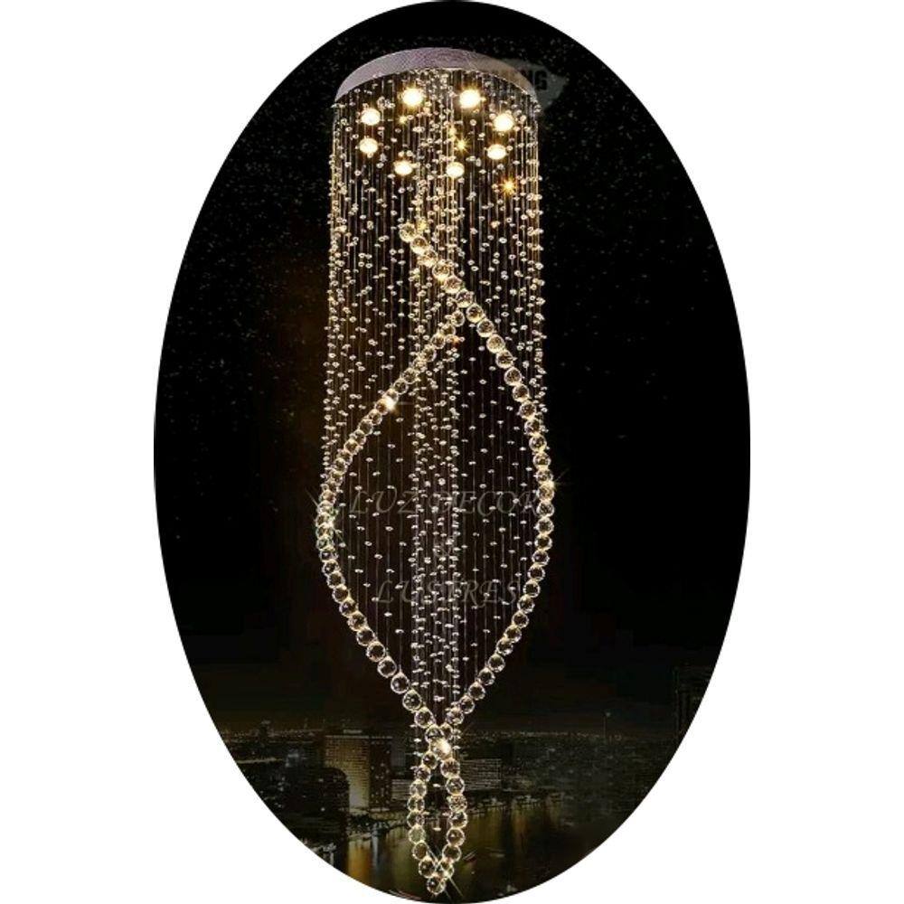 Lustre De Cristal Espiral Duas Camadas Até 1,40m