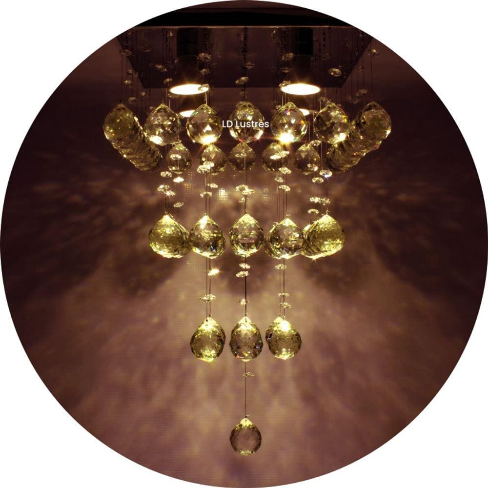 Lustre De Cristal K9 De 30Mm Base De Inox Espelhado