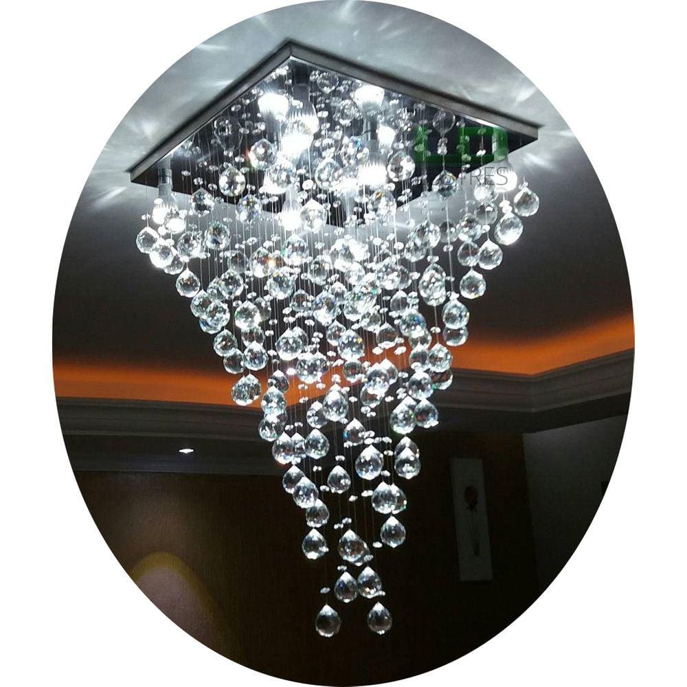 Lustre Moderno Chuva De Cristais  Para Sala