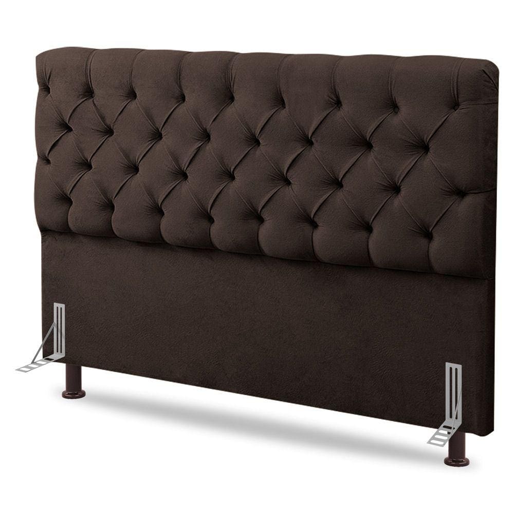 Cabeceira Cama Box Casal Lylla 140cm Capitonê com Frame Sintético Marrom - Abmaza