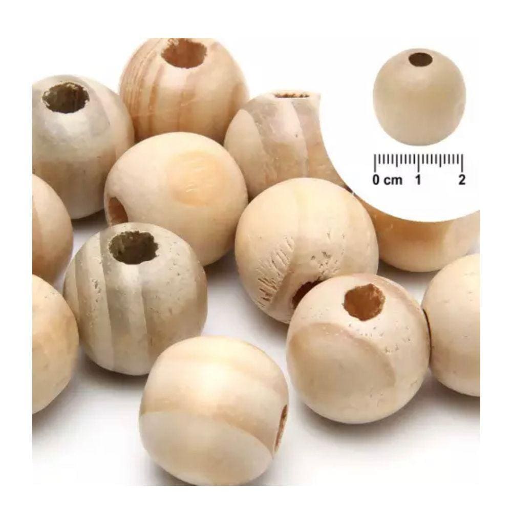 Contas Bola de Madeira 2mm com Furo 20 unidades