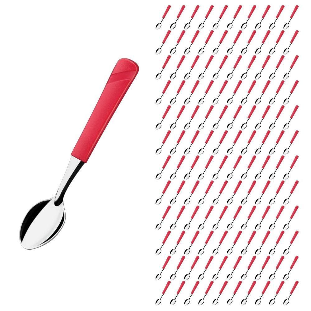 Kit 120 Colher de Chá Vermelho Luna Aço Inox Restaurante