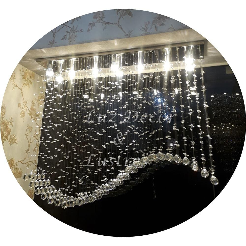 Luminária Moderna de Cristal 30mm Com Lâmpadas Branco Frio