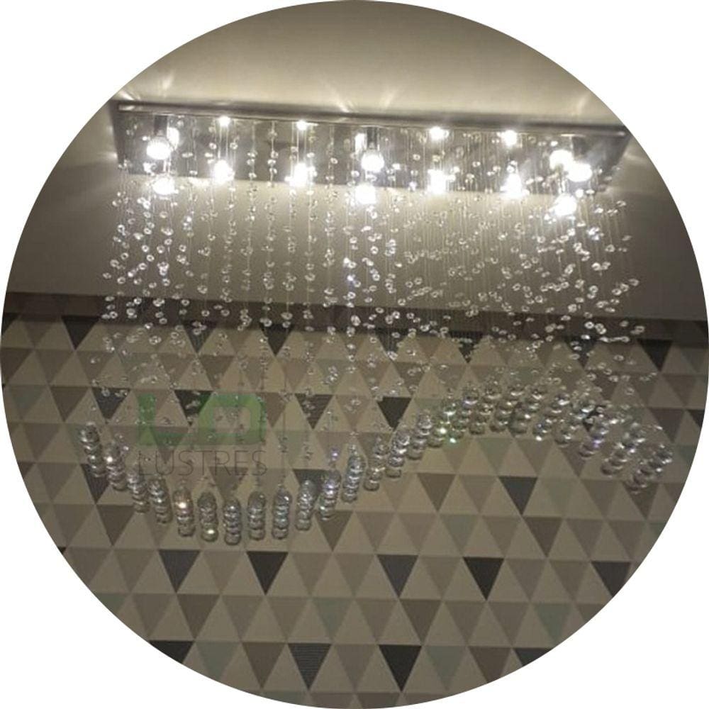 Lustre Onda De Cristais Com 12 Lâmpadas Branco Frio Inclusas