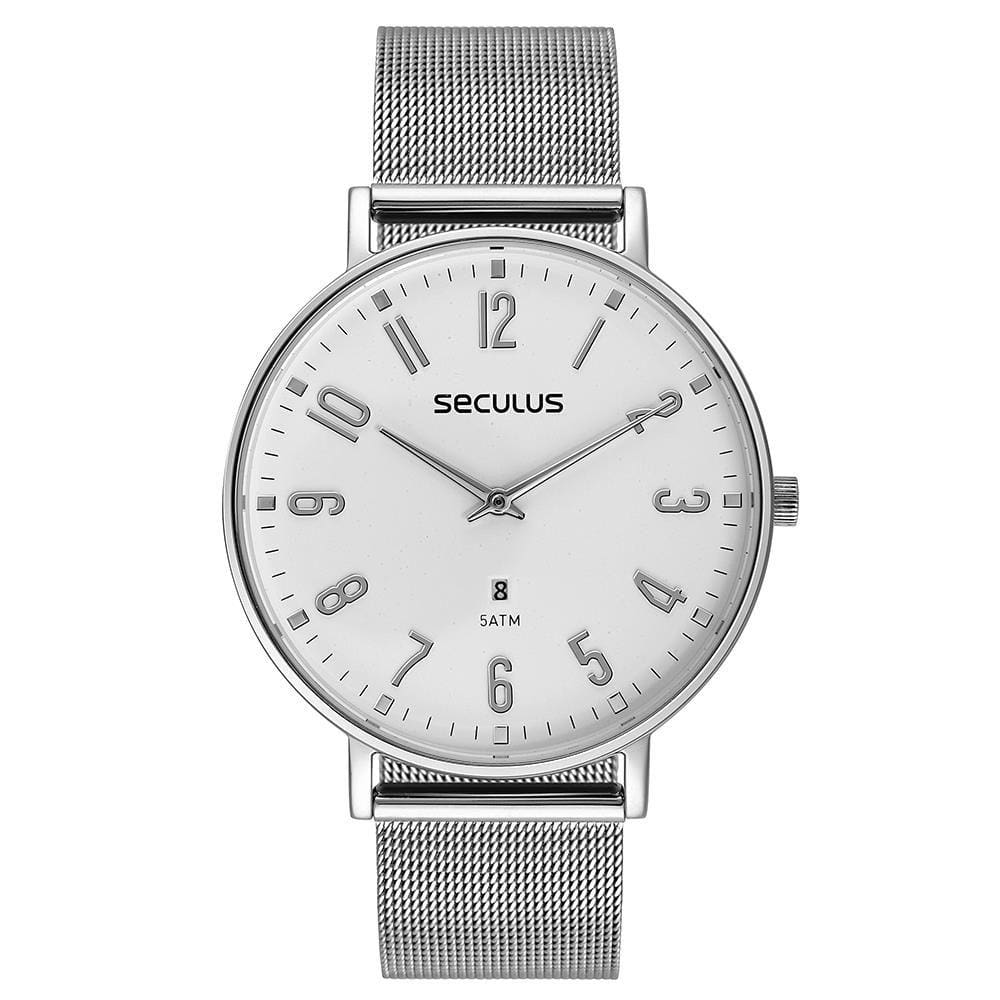 Relógio Seculus Masculino Ref: 77181g0svna1 Casual Mesh Prateado