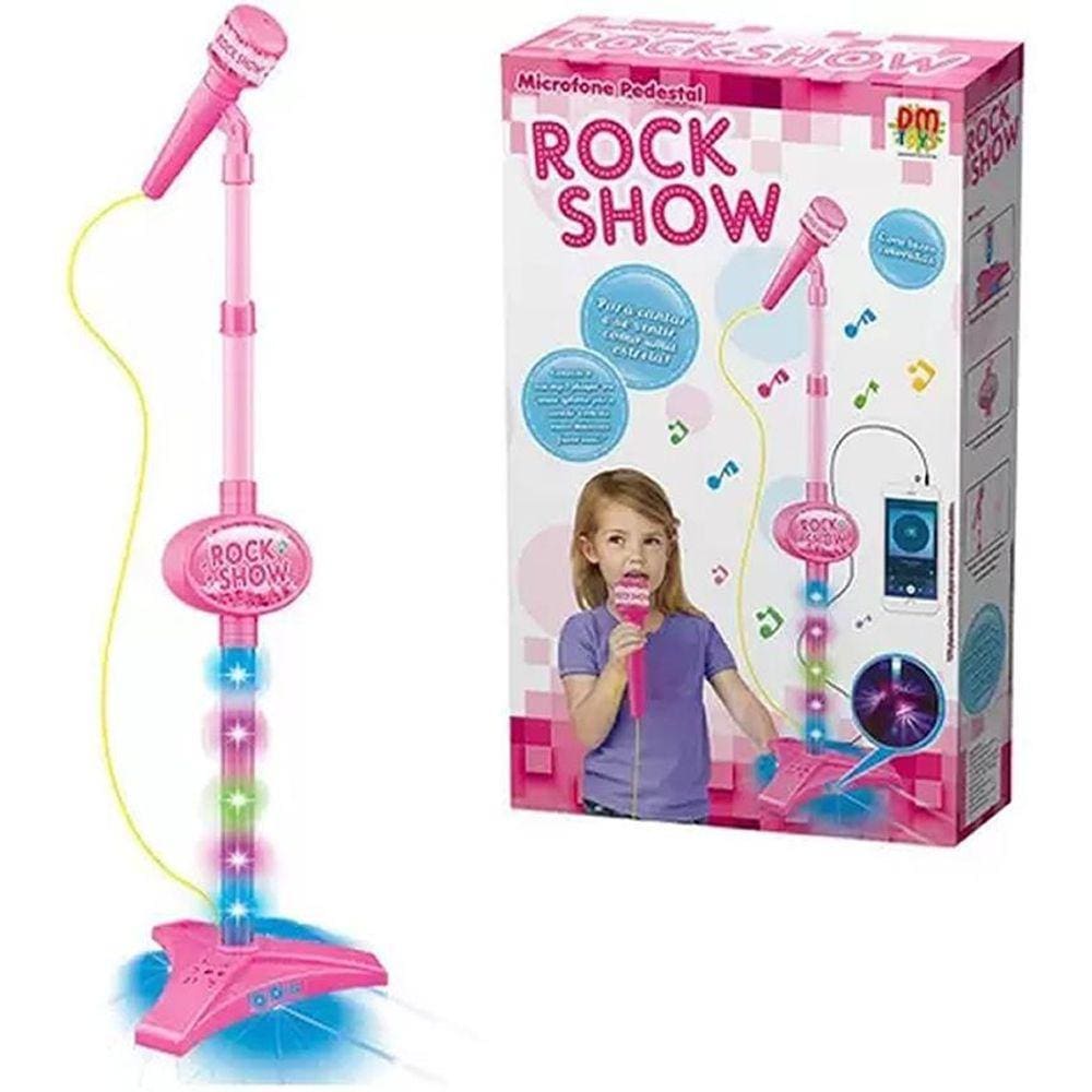 Brinquedo Microfone Pedestal Rock Show Rosa Dm Toys Dmt5898