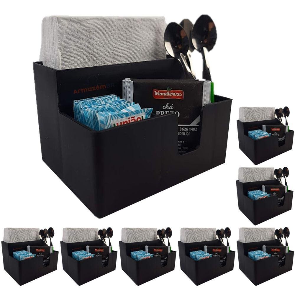Kit 8 Porta Guardanapo Mesa Papel Sachê Café Açúcar Adoçante Mexedor Lanche - Coza