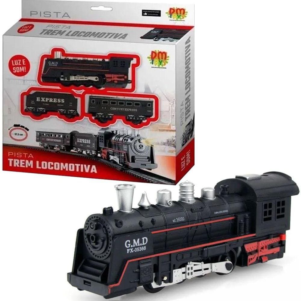 Ferrorama Trem A Pilhas Máquina Locomotiva Pista Som E Luz