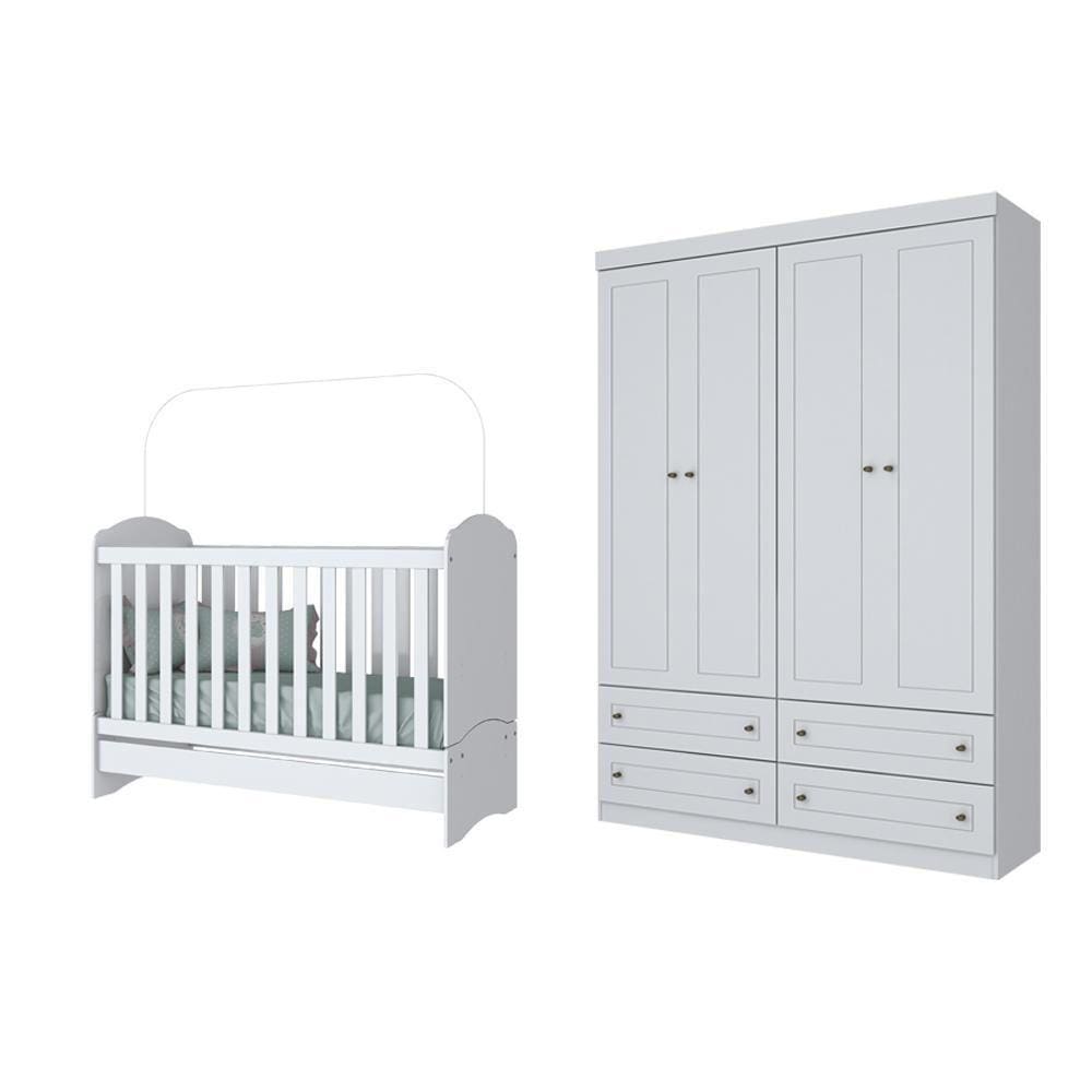 Jogo de Quarto com Guarda Roupa Americano e Berço Bala de Menta - FdECOR