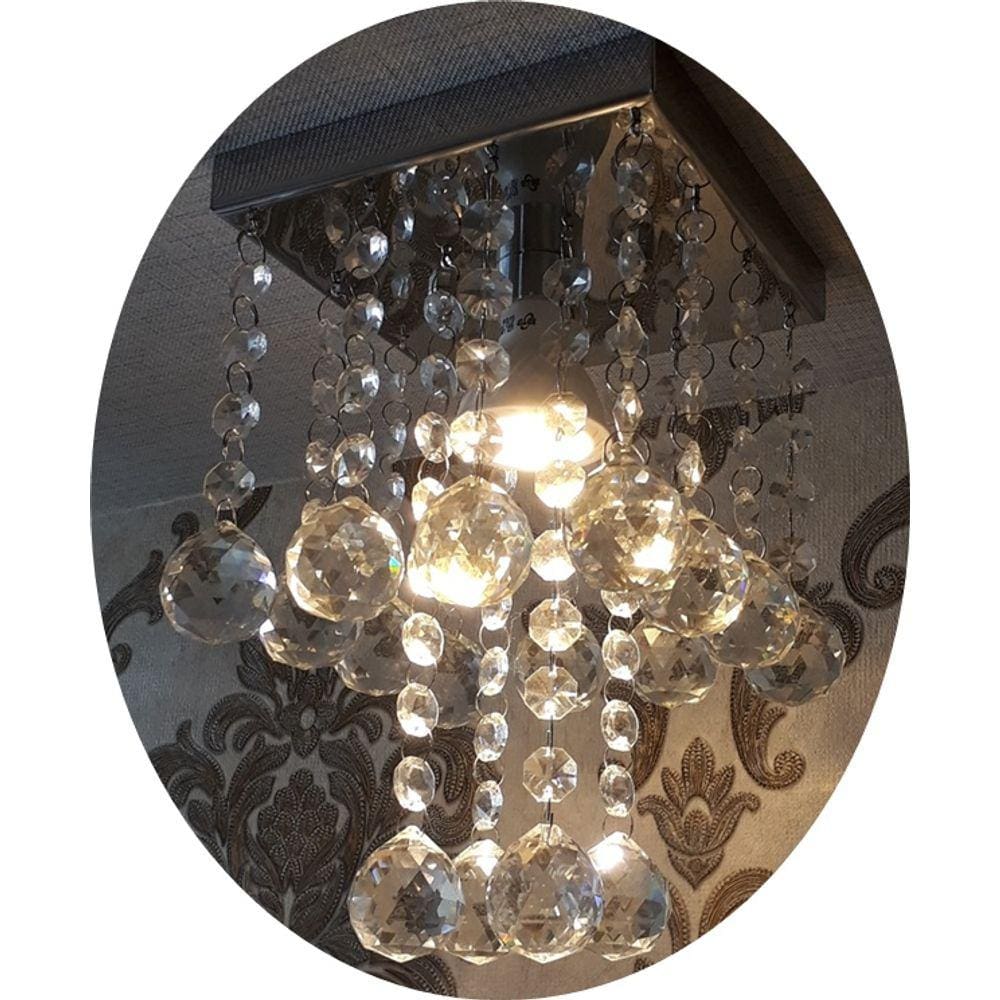 Lustre De Cristal Com Base De Inox 14x14cm Para Escritório
