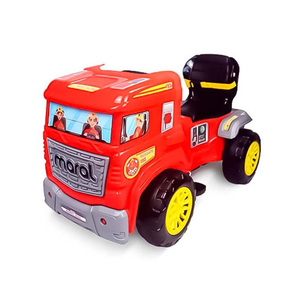 Andador Carrinho de Bombeiro Pedal Truck 2 em 1 Antiderrapantes Maral