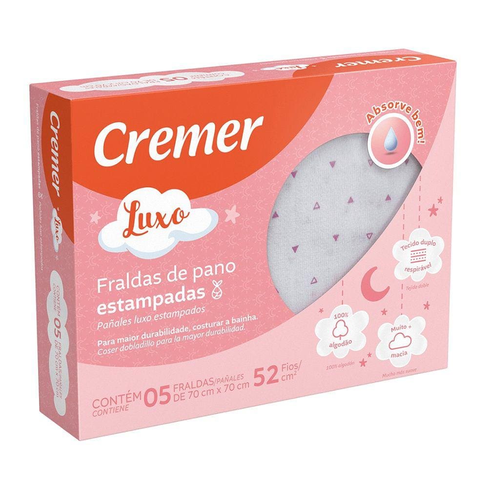 Fralda De Pano Cremer Luxo Estampada Menina Caixa C/5
