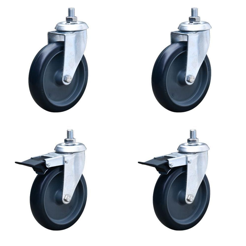 Kit c/ 4 Rodízios 2 Com 2 S/ Trava Giratória PVC 100mm Colson
