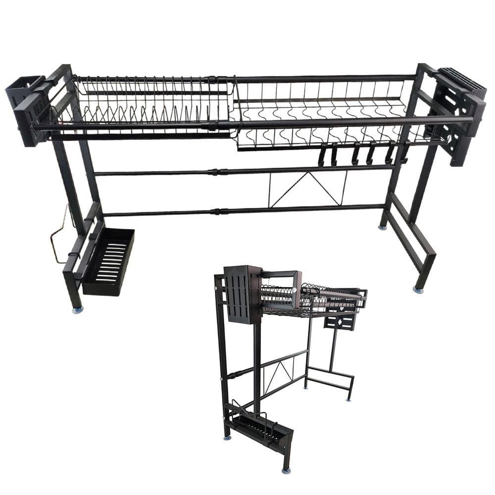 Escorredor de Louça Ajustavel Cozinha Modular Pia Bancado Prato Talheres Copo Utensilios Gancho Prateleira Organizaçao Resistente Duravel