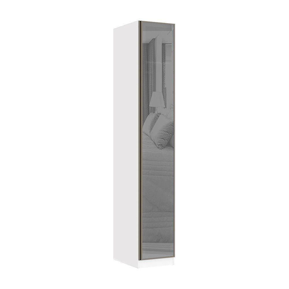Guarda Roupa 1 Porta 40cm Prata Branco Polar Prata