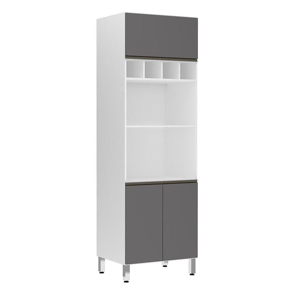 Paneleiro Perola 70 Cm Duplo Nicho Branco C/ Cinza Puro