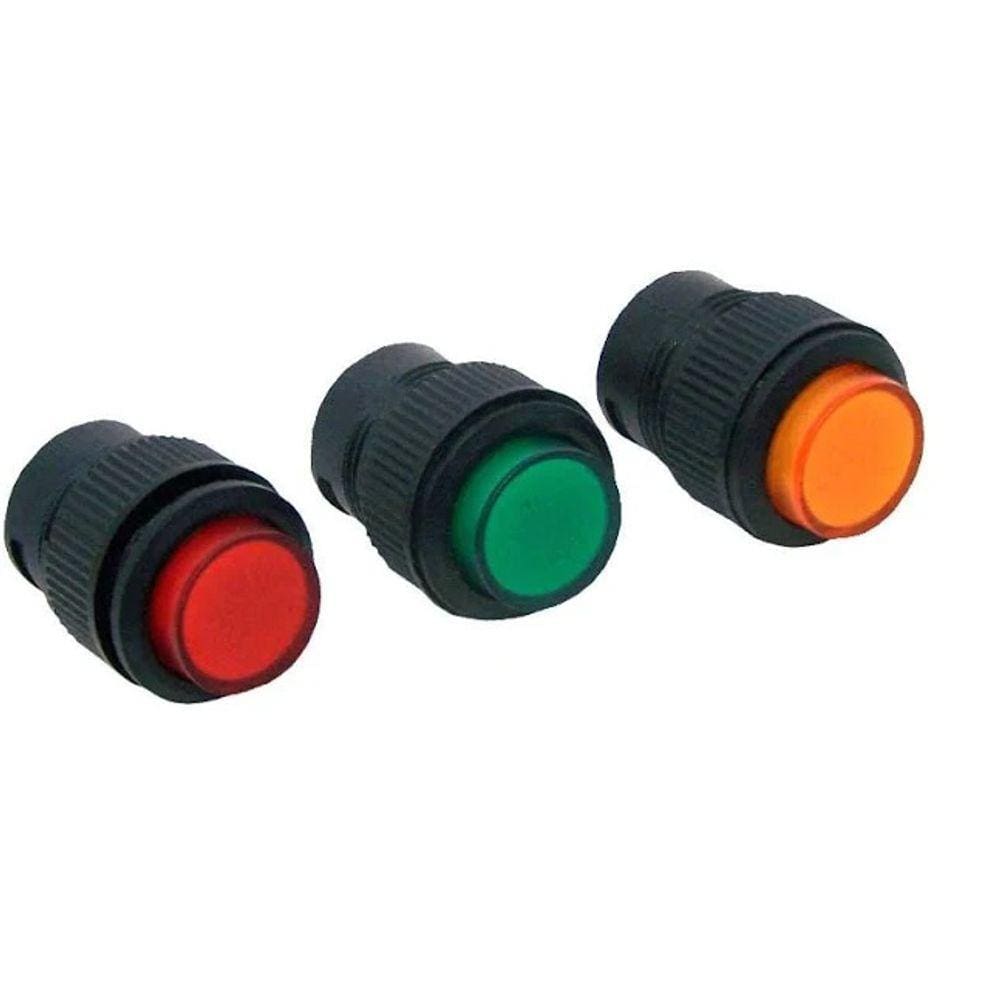 Chave Push Button 2 Polos Cores C/Trava