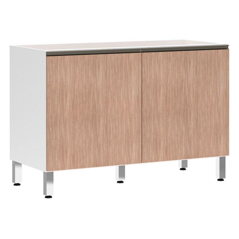 Balcão De Pia Sem Tamp 120cm Branco Com Cumaru