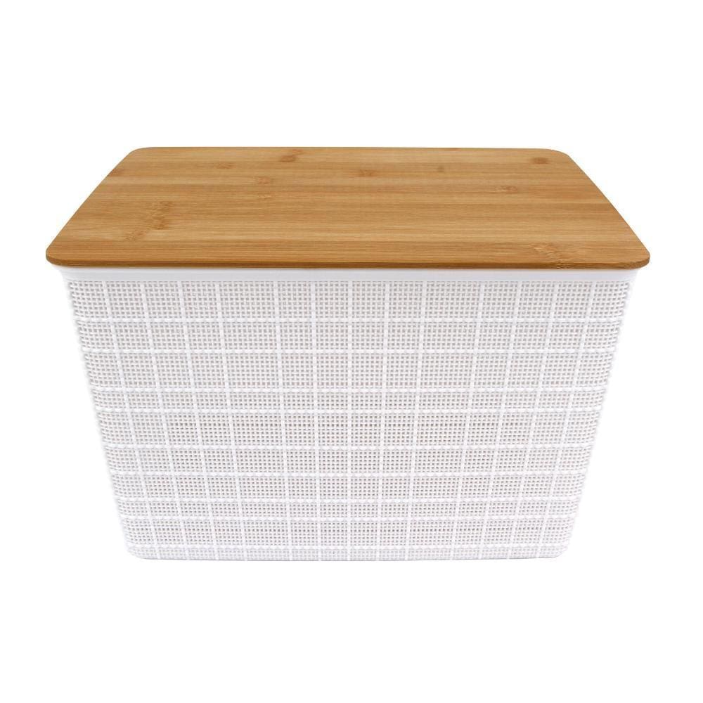 Caixa Organizadora com Tampa Bambu Branco 21,5cm - A\\CASA