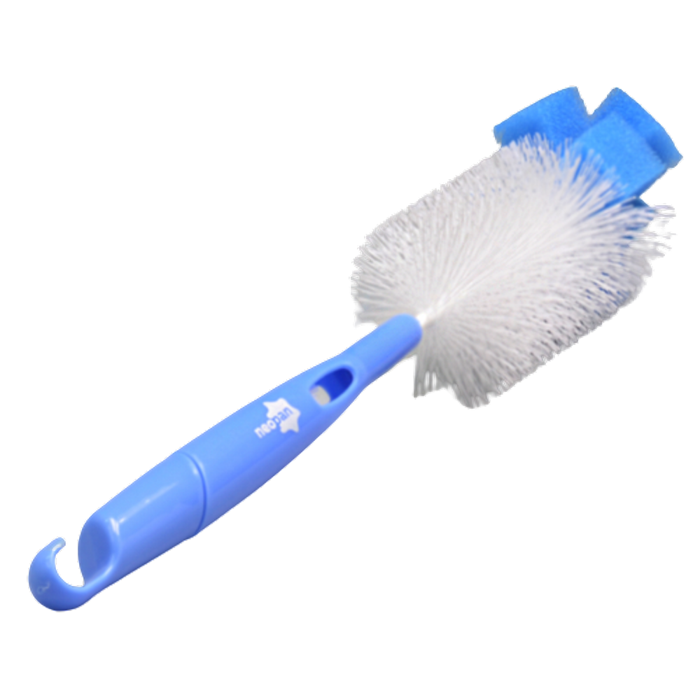 ESCOVA DE MAMADEIRA NEOPAN 2 EM 1 COM ESPONJA - Azul
