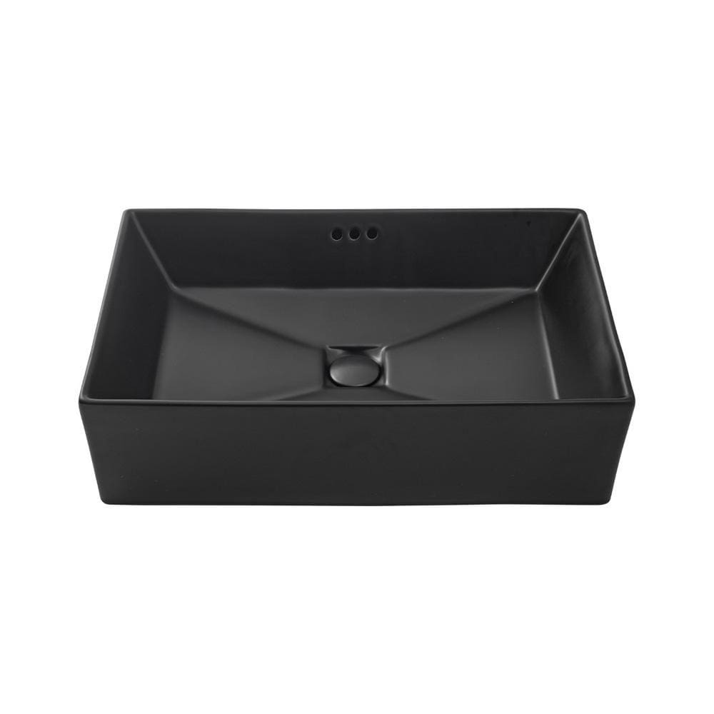 Cuba De Apoio Para Banheiro Retangular Slim Louça Cerâmica 60 cm Lolita Pingoo.casa - Preto Fosco