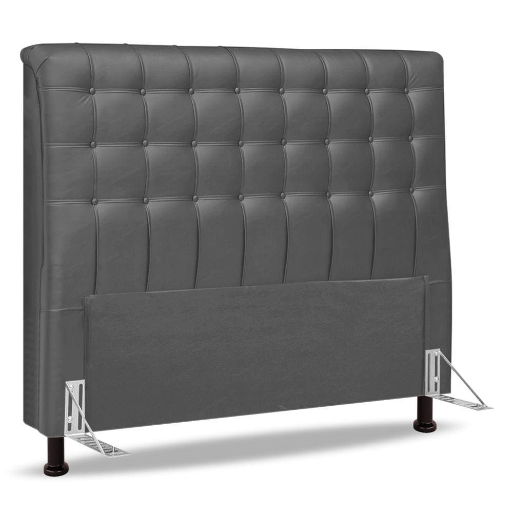 Cabeceira Cama Box Casal King Size Ciara 195cm Botonê com Frame Suede Cinza - Abmaza