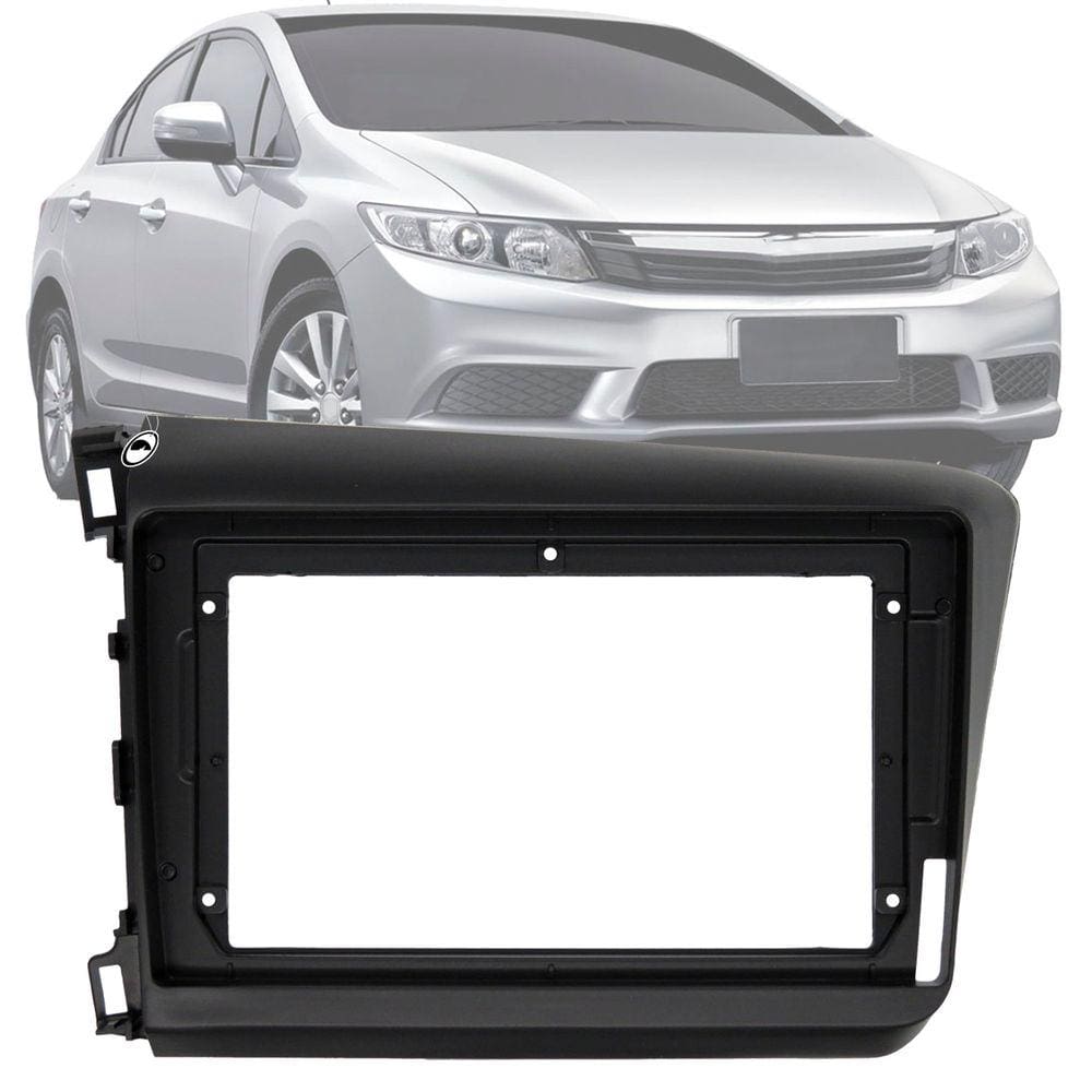 Moldura Painel 2 Din 9" Polegadas Civic 2012 até 2015 Preto