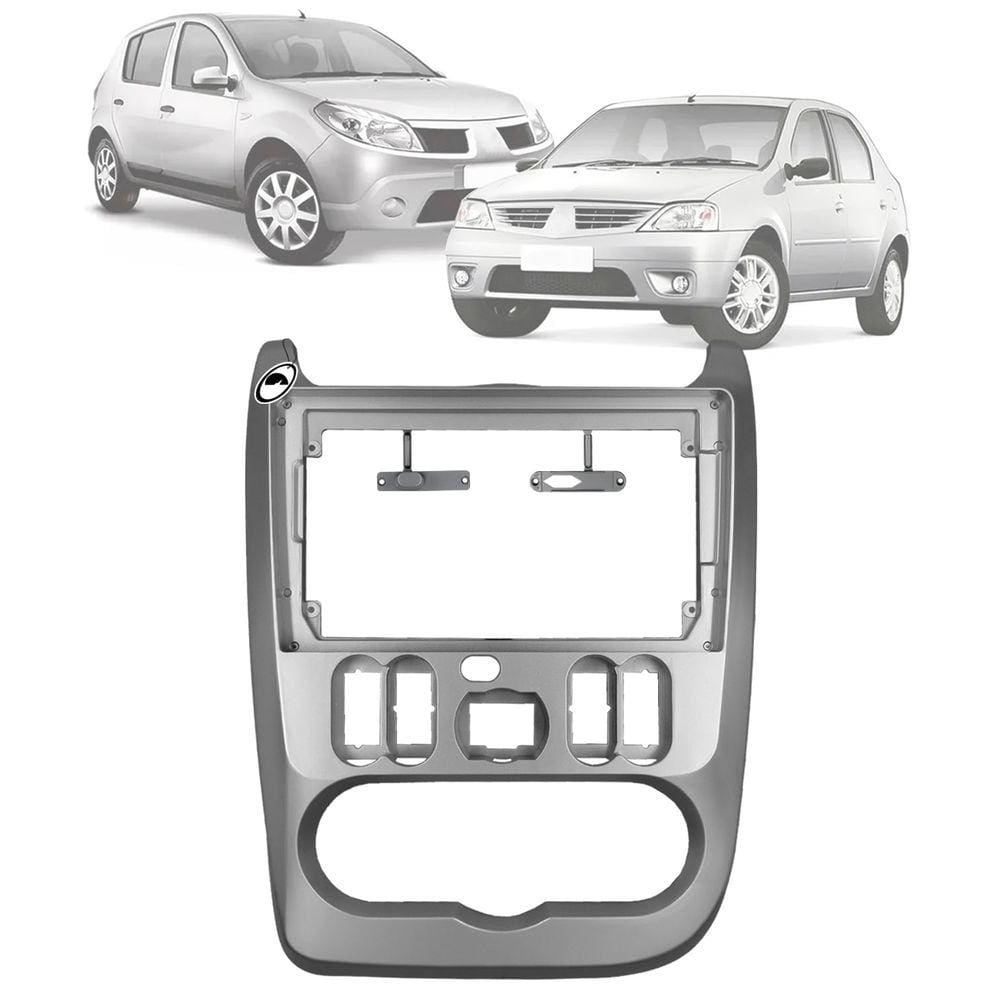 Moldura Painel 2 Din 9" Polegadas Renault Sandero Logan 2008 até 2011