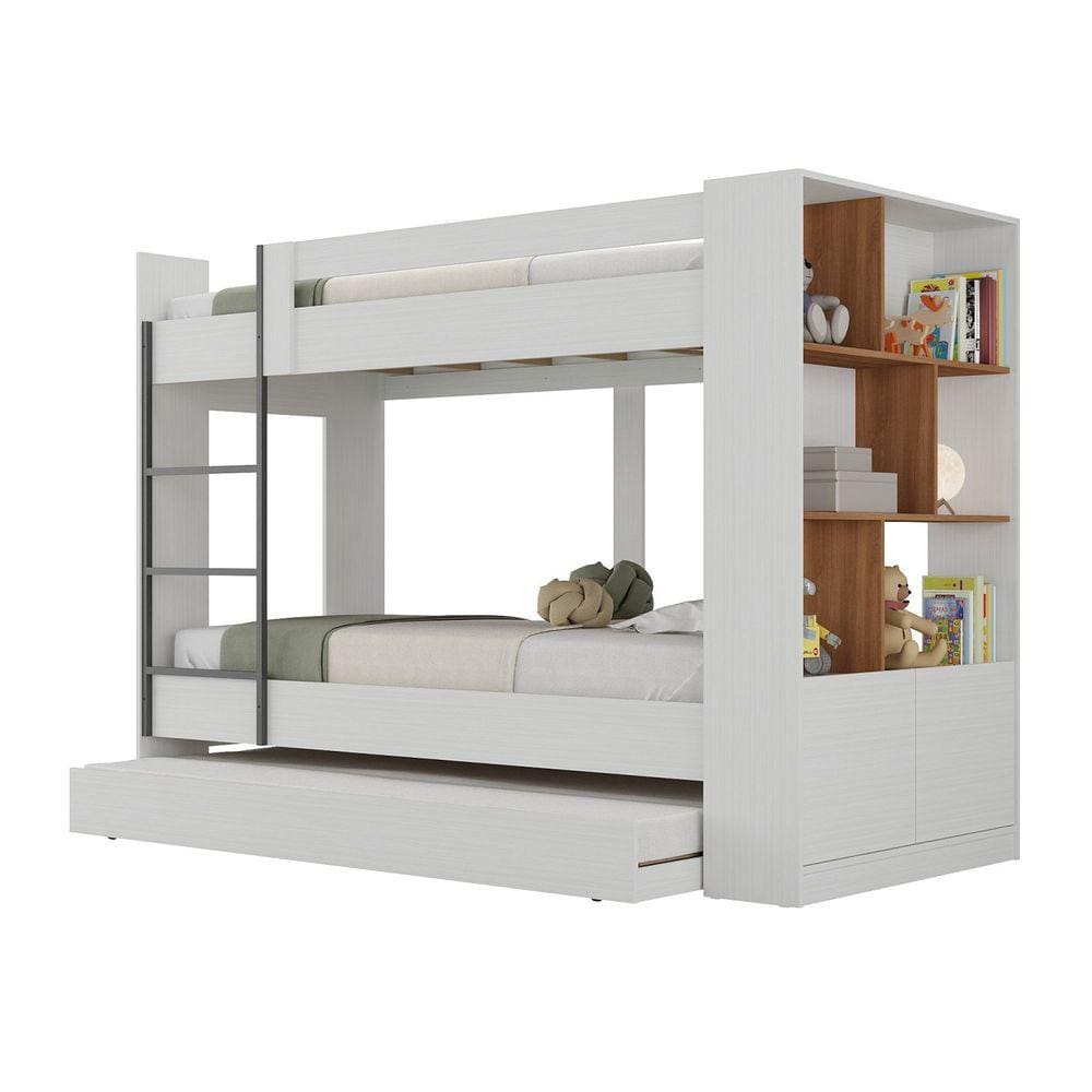 Treliche com Estante 2 Portas 6 Nichos Branco/Nogal | Extra