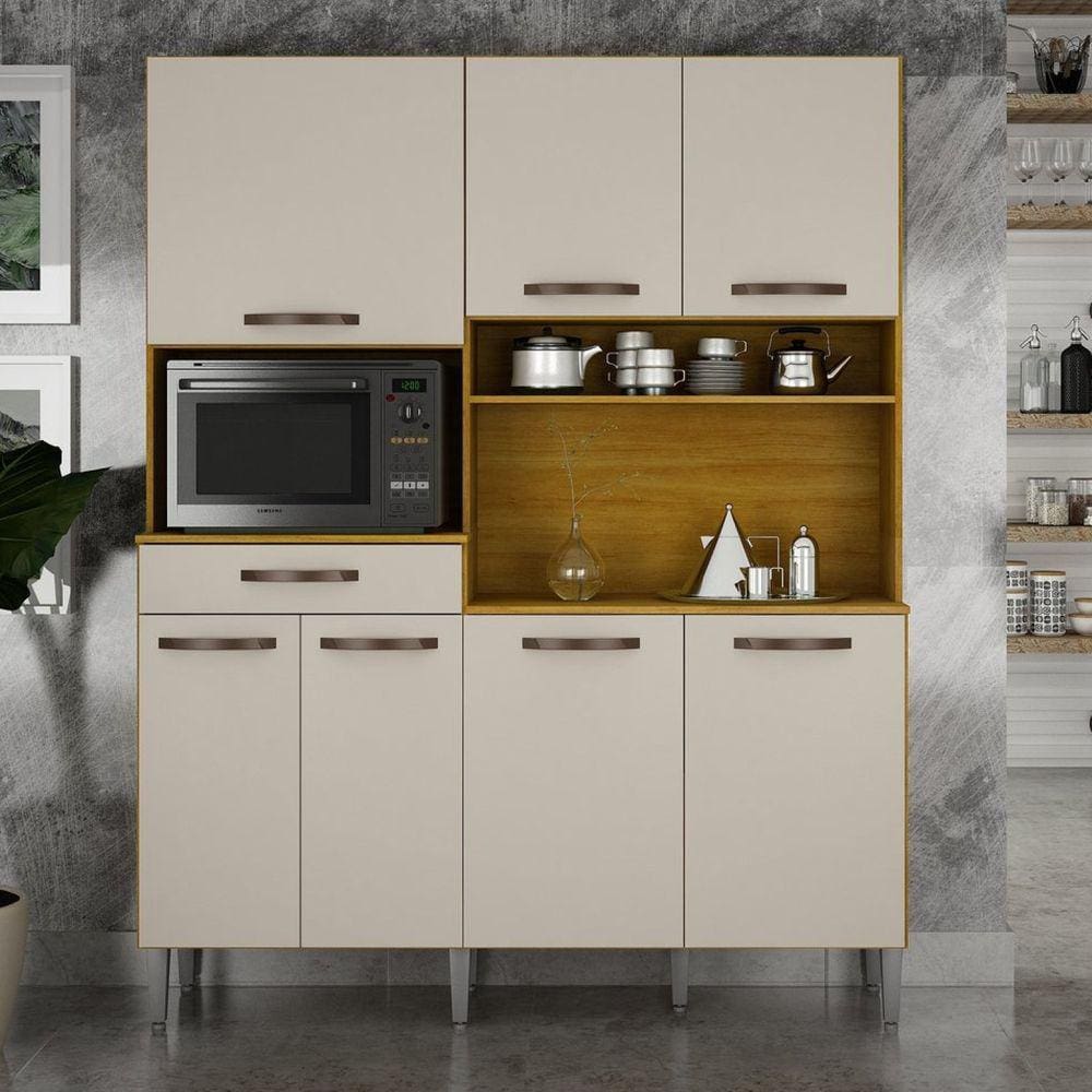 Cozinha 7 Portas 1 Gaveta Patrik Cinamomo/Off White