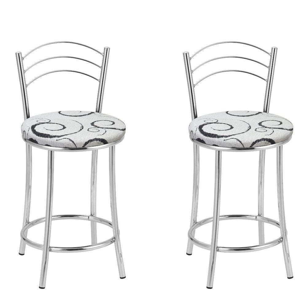 KIT 2 Banquetas Cromadas Bc26-c - E523 Cromado/Branco