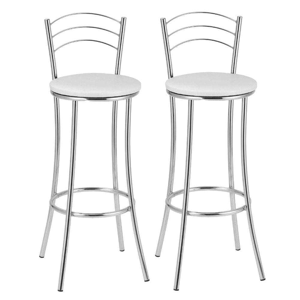 Kit 2 Banquetas Cromadas BC26-A A102 Cromado/Branco