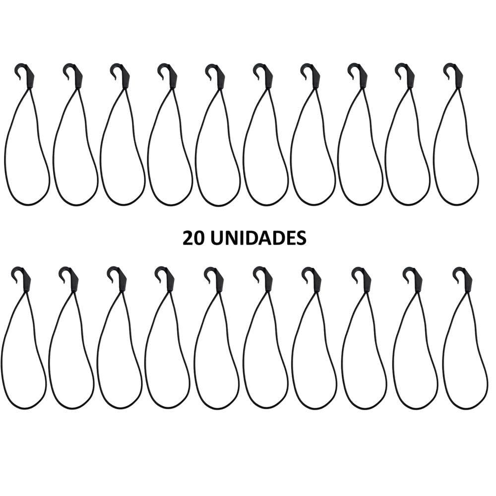 20 Elasticos Cordinha Estica Lona Caminhão Gancho Plastico