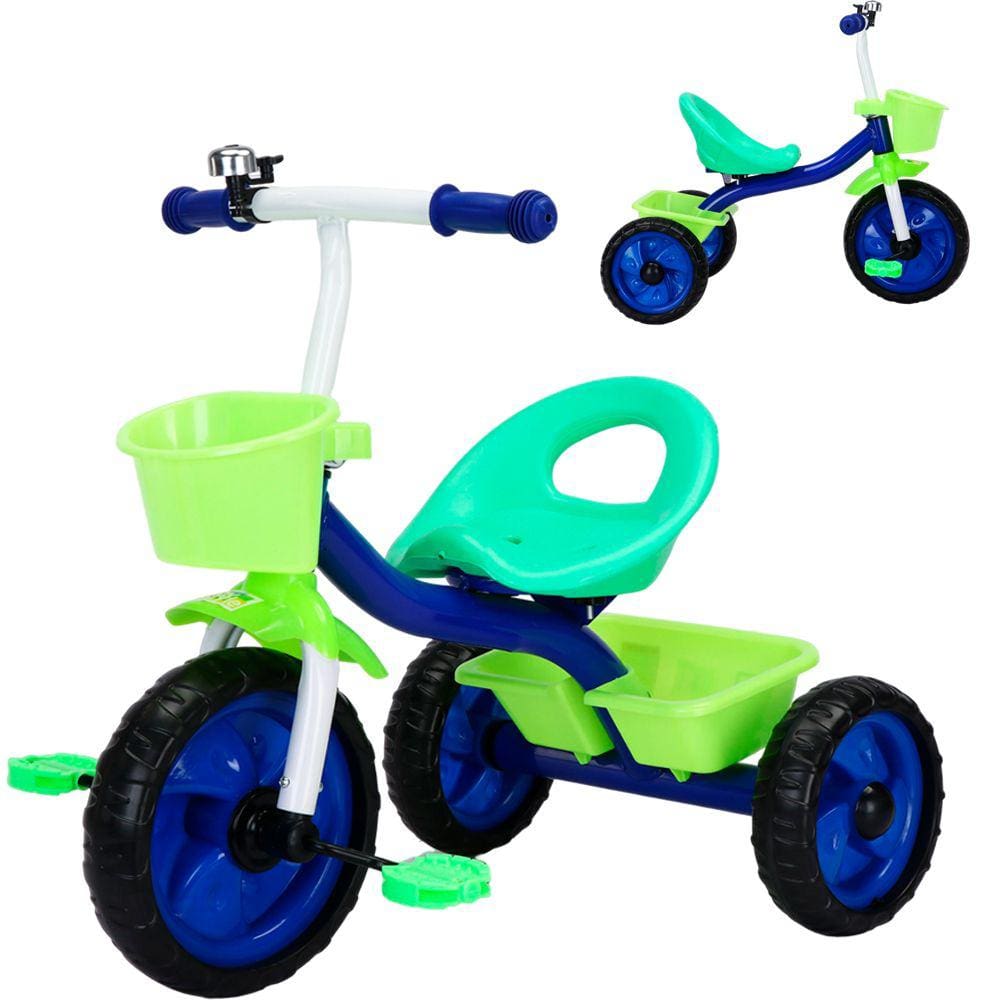 Triciclo Infantil Pedal 3 Rodas Passeio Bicicleta Segurança Jony Verde - Baby Style