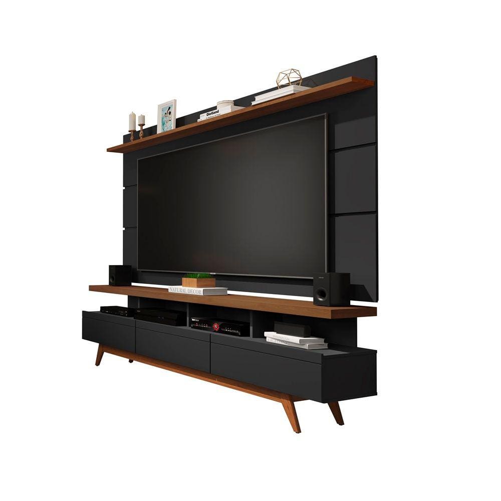 Rack C/ Painel Vivare 1.8 Wood Black/Freijo-Germai Móveis