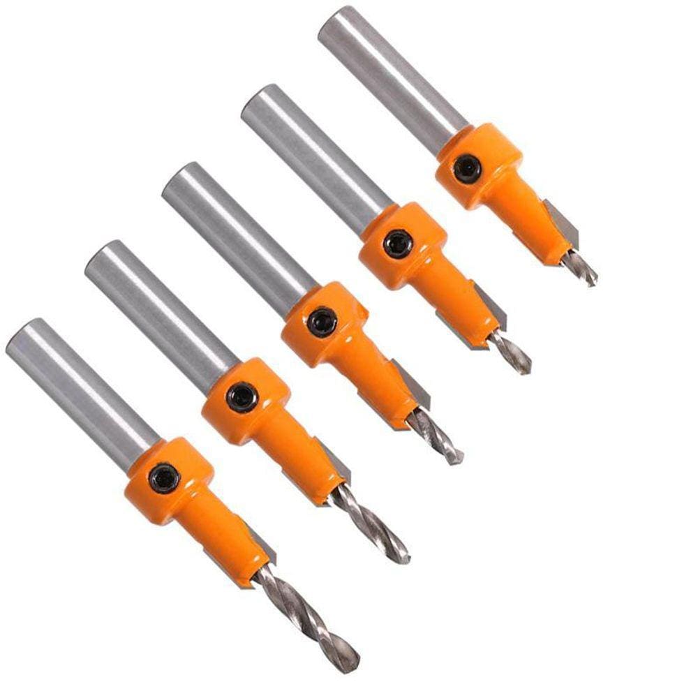 Kit Fresa Escareadora Cabeça Cônica Ajustável Madeira 8Mm