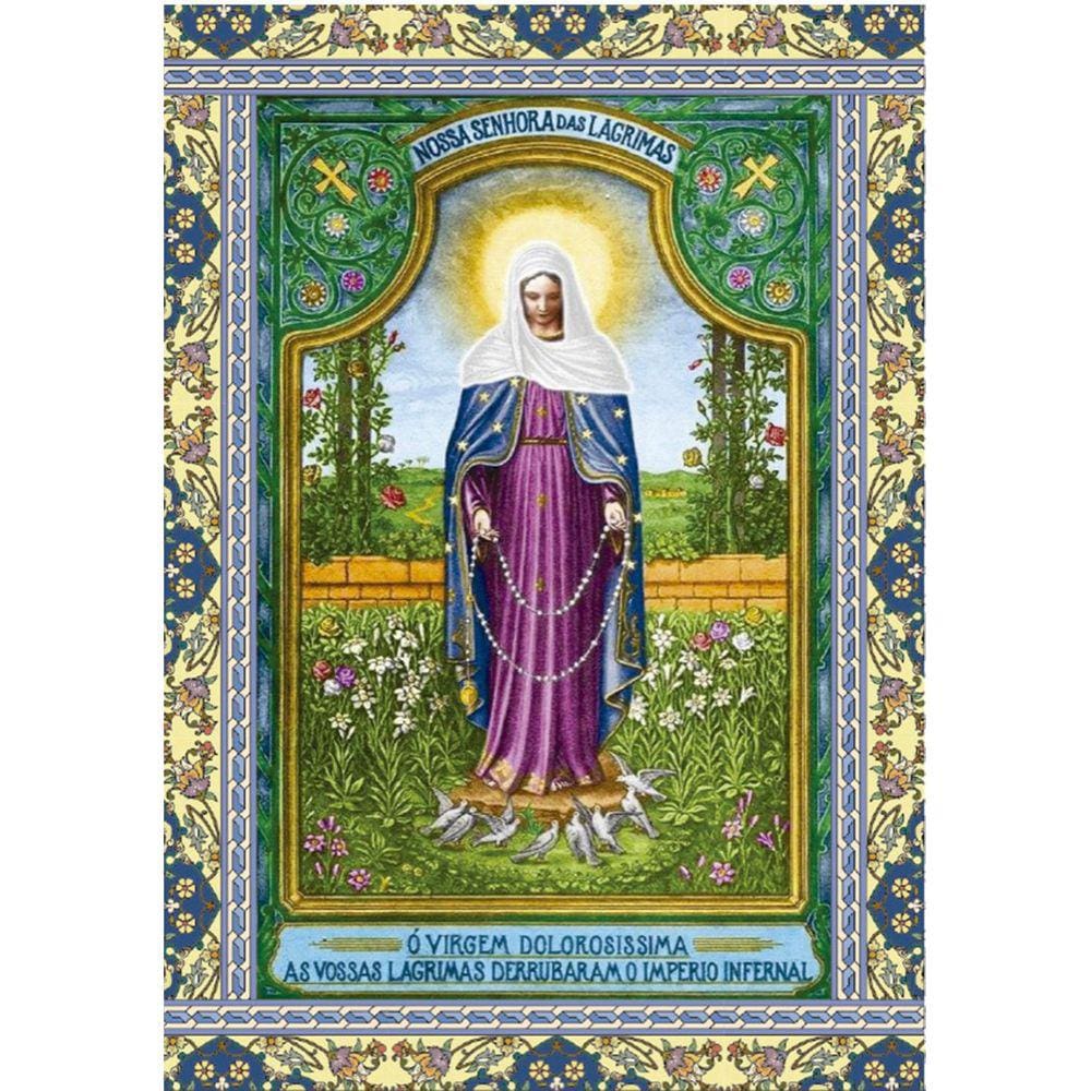 Santinho Coroa Nossa Senhora das Lágrimas (oração verso) - 7x10 cm 1000