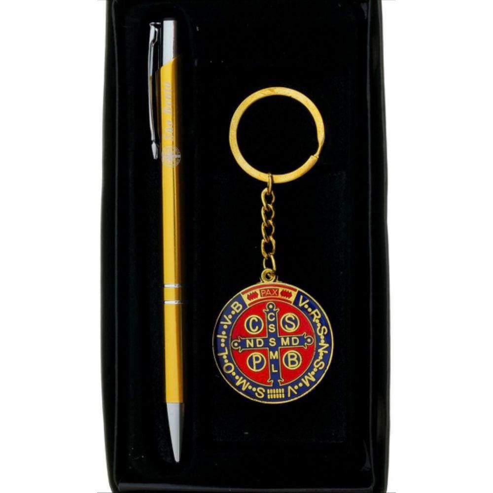 Chaveiro São Bento Moeda com Caneta Dourada