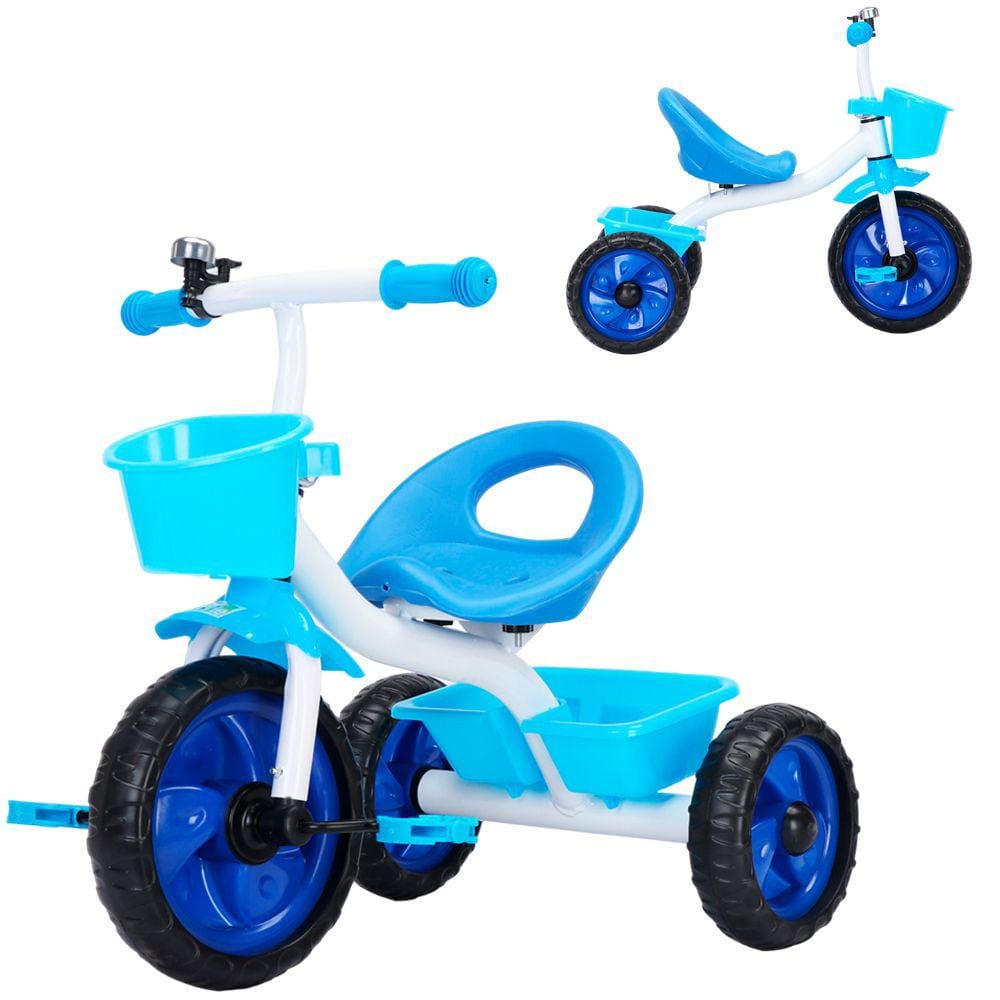 Triciclo Infantil Pedal 3 Rodas Passeio Bicicleta Segurança Jony Azul - Baby Style