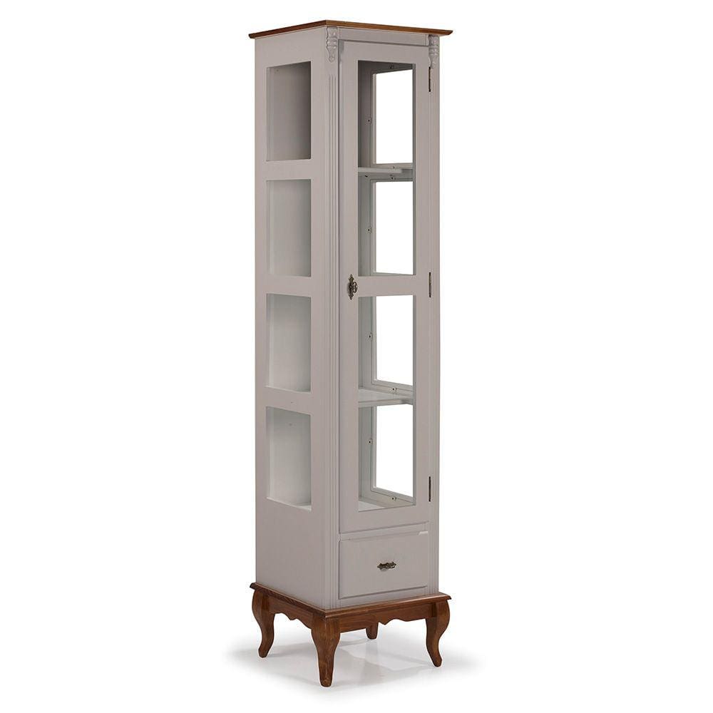 Cristaleira 1 Porta e Laterais em Vidro 3 Prateleiras 60110 Linz Móveis - Off White/Imbuia Glazer