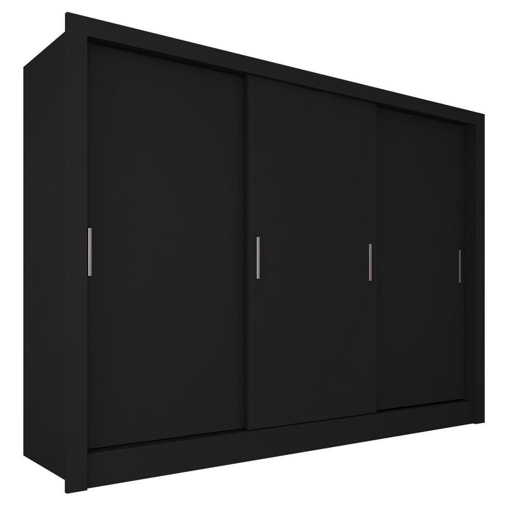 Guarda Roupa Casal 3 Portas De Correr 4 Gavetas Aghata Preto Fosco -ma