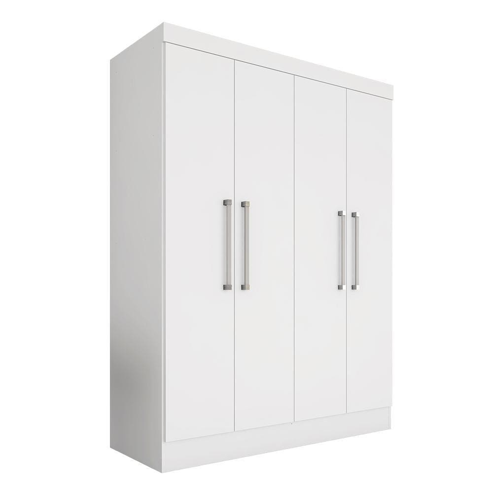 Guarda Roupa Naiara 4 Portas Solteiro Branco - Móveis Arapongas