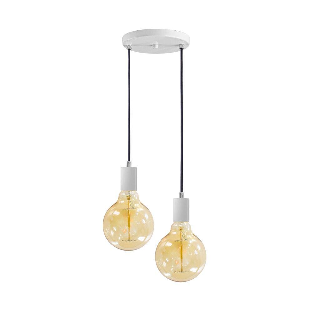 Pendente Soquete Duplo Branco Alumínio P/ 2 Lâmpada E27 ST1696