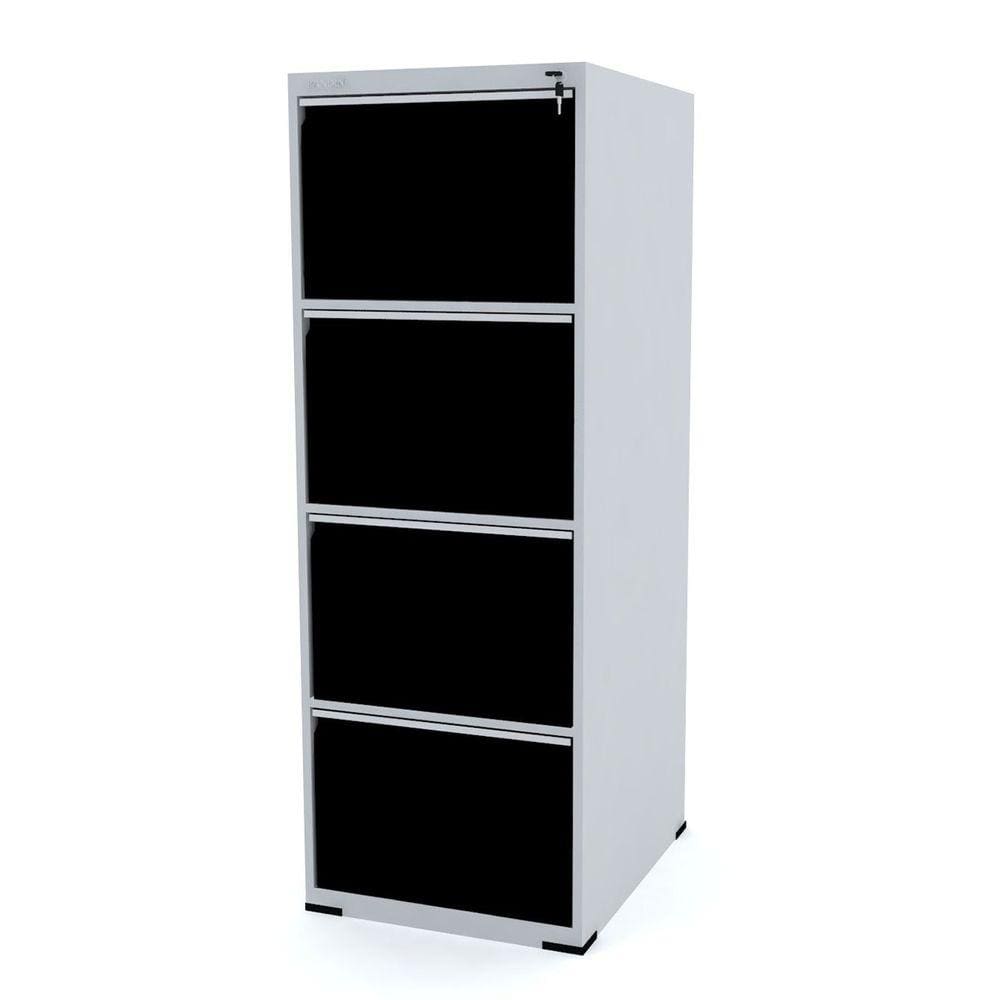 Arquivo De Aço 4 Gavetas Pandin Rptcm - Cinza/Preto