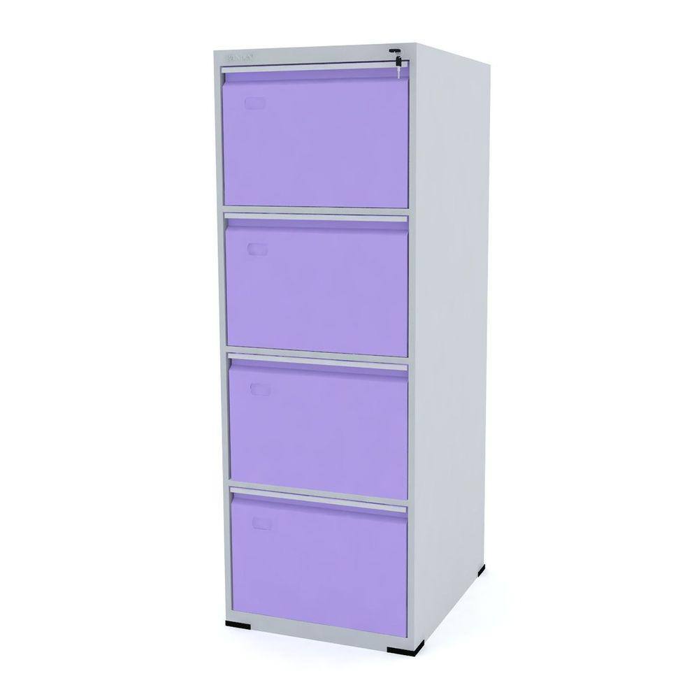 Arquivo De Aço 4 Gavetas Pandin Rptcm - Cinza/Lilás